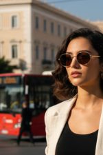 Sharks Bay Clothing Oval Retro Sunglasses με Μεταλλικό Χρυσό Σκελετό και Καφέ Φακούς. - Image 3