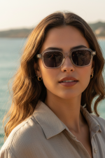 Γυαλιά Ηλίου Sharks Bay Clothing Unisex με Διάφανο Σκελετό "Grey Tea Leaf" και Τετράγωνο Retro . - Image 2