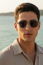 Γυαλιά Ηλίου Sharks Bay Clothing Unisex με Διάφανο Σκελετό "Grey Tea Leaf" και Τετράγωνο Retro . - Image 3