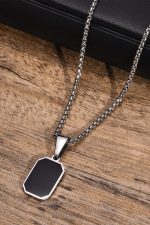 Ανδρικό Κολιέ Μενταγιόν Sharks Bay "Black Onyx Tab" από Ανοξείδωτο Ατσάλι 316L - Sharks Bay - Image 2