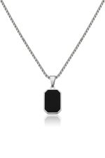 Ανδρικό Κολιέ Μενταγιόν Sharks Bay "Black Onyx Tab" από Ανοξείδωτο Ατσάλι 316L - Sharks Bay