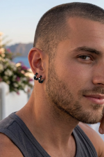 Unisex Μαύρα Σκουλαρίκια Κρικάκια από Χειρουργικό Ατσάλι (Ζευγάρι) - Sharks Bay Clothing - Image 3