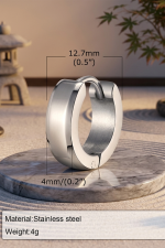 Sharks Bay Unisex Σκουλαρίκι Κρίκος Huggie 12.7mm από Ανοξείδωτο Ατσάλι 316L (1 Τεμάχιο) - Ασημί