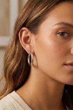 Ασημένιοι Κρίκοι Bold 4cm - Meet Me At The Sunset Silver Chunky Hoops 4cm - Golden Hour Collection - Image 4
