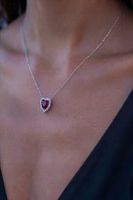 Meet Me at the Sunset – Heart Crystal Necklace (1cm) | Ασημένια Επικάλυψη (Silver Plated) - Image 2