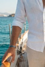 Ανδρικό Βραχιόλι από Ανοξείδωτο Ατσάλι & Κεραμικά Στοιχεία Sharks Bay – Λίνδος.