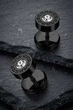 Sharks Bay Clothing – Black Hoop Crystal Earrings (1.2cm) | Ανδρικά Σκουλαρίκια από Ανοξείδωτο Ατσάλι