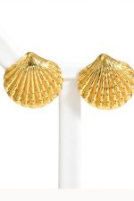 Meet Me at the Sunset – Gold Seashell Stud Earrings | Σκουλαρίκια Κοχύλια από Ανοξείδωτο Ατσάλι - Image 3