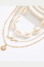 Meet Me at the Sunset – Layered Shell & Sun Gold Necklace | Boho Καλοκαιρινό Κολιέ.
