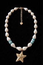 Meet Me at the Sunset – Starfish Pearl Necklace | Γυναικείο Κολιέ με Μαργαριτάρια και Χρυσό Αστερία - Image 2