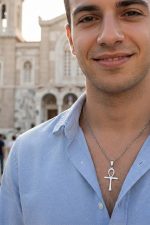 Ανδρικό Ατσάλινο Κολιέ με Αιγυπτιακό Σταυρό Ankh (Ασημί) - Sharks Bay - Image 3