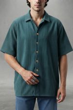 Ανδρικό Πλισέ Πουκάμισο Κοντομάνικο Sharks Bay Clothing (Σκούρο Πράσινο / Forest Green) - Image 4