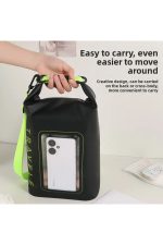 Αδιάβροχη Τσάντα / Dry Bag Υδατοστεγής με Παράθυρο για Κινητό & Ιμάντα (Μαύρο/Λαχανί) - Sharks Bay - Image 4