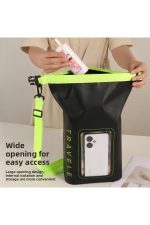 Αδιάβροχη Τσάντα / Dry Bag Υδατοστεγής με Παράθυρο για Κινητό & Ιμάντα (Μαύρο/Λαχανί) - Sharks Bay - Image 5