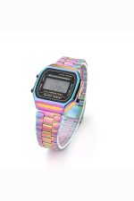 Unisex Ψηφιακό Ρολόι Vintage με Rainbow / Holographic Μεταλλικό Μπρασελέ - Sharks Bay